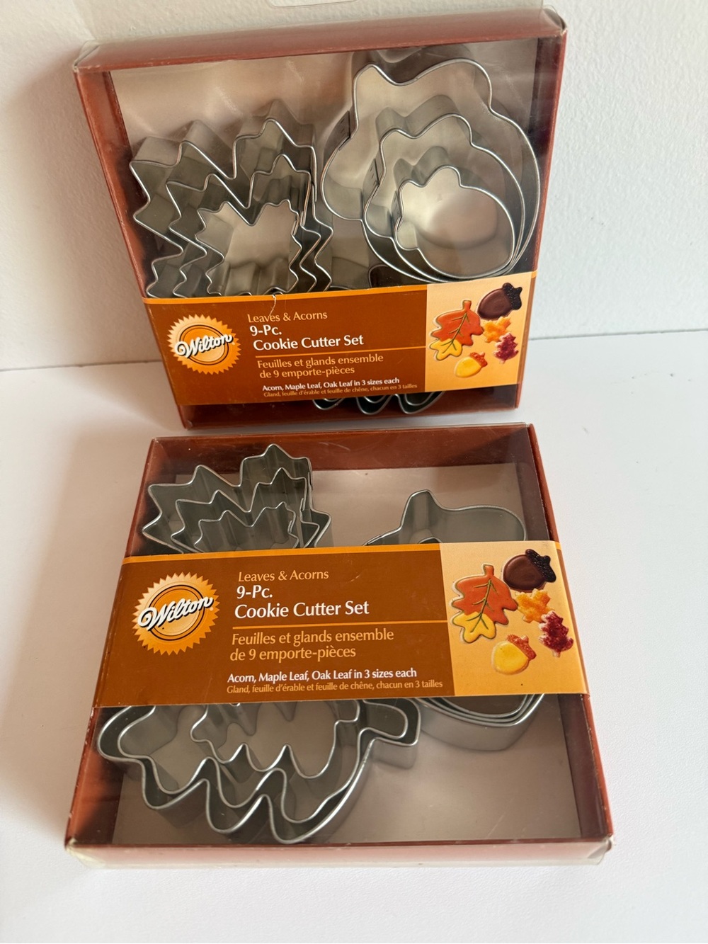 Wilton 9-Pc. Cookie Cutter Set~~Acorn, Maple Leaf, Oak Leaf in 3 sizes Each
